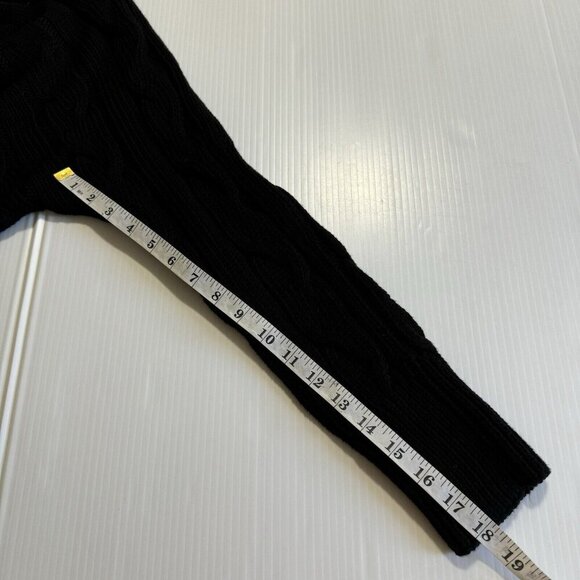 TALBOTS Woman Petite 2X Cable Knit Cowl Neck Sweater Snap Button Black Cotton - Picture 10 of 14